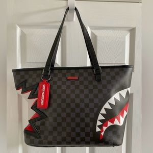 Sprayground SHARK BITE SHARKS IN PARIS GRAY TOTE - LIMITED EDITION